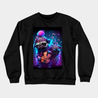 Pug Symphony in Blue Crewneck Sweatshirt